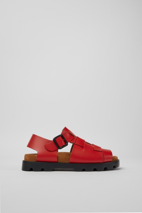 Camper AU Design Brutus Sandal Red Leather Sandals For Women
