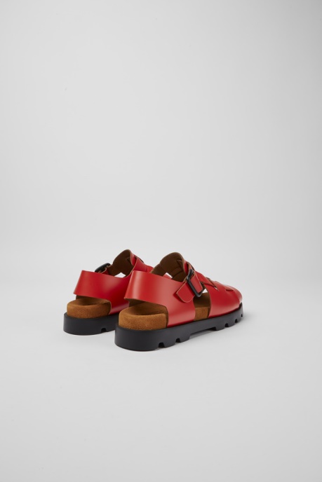 Camper AU Design Brutus Sandal Red Leather Sandals For Women