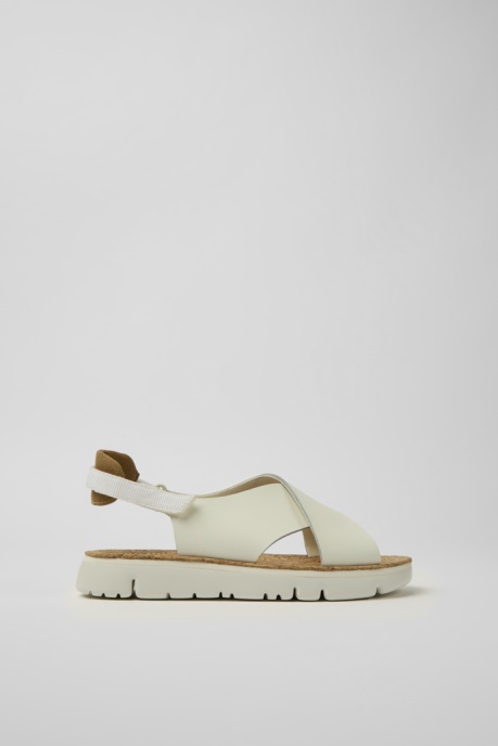 Camper AU Oruga White Leather And Recycled Pet Sandals For Women New Arrivals