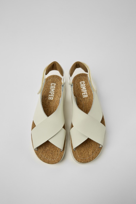 Camper AU Oruga White Leather And Recycled Pet Sandals For Women New Arrivals