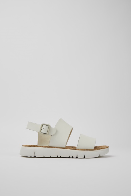 Design Oruga White Leather Sandals For Women Camper AU