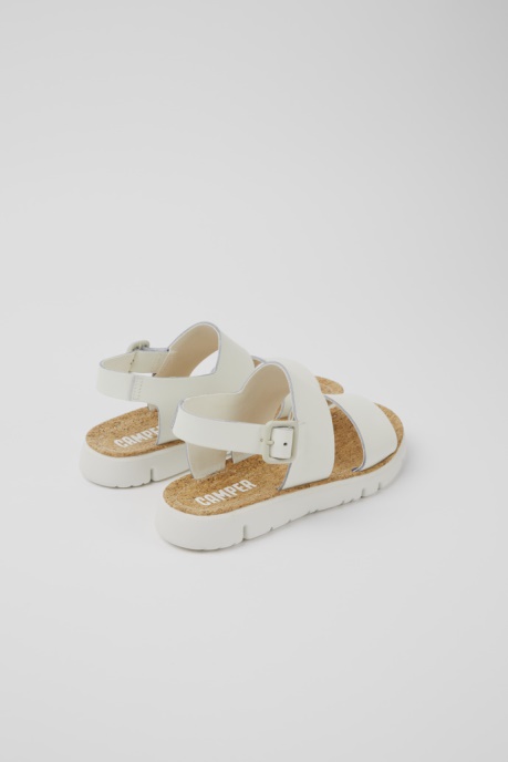 Design Oruga White Leather Sandals For Women Camper AU