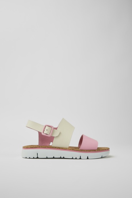 Oruga White And Pink Leather Sandals For Women Camper AU New Arrivals