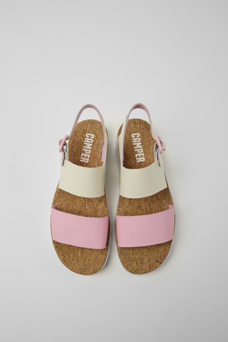 Oruga White And Pink Leather Sandals For Women Camper AU New Arrivals