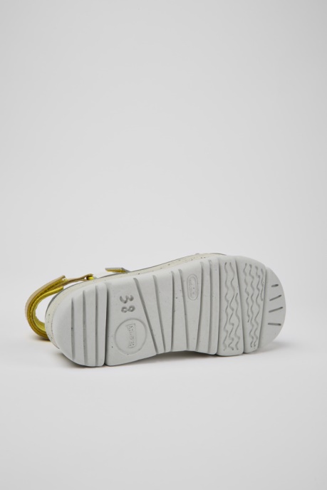 Oruga Up White Grey And Yellow Leather Sandals For Women Camper AU New Arrivals