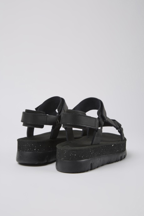 Camper AU Design Oruga Up Black Leather Sandals For Women