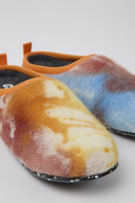 Wabi Orange Blue And White Recycled Wool Slippers For Women Camper AU New Arrivals