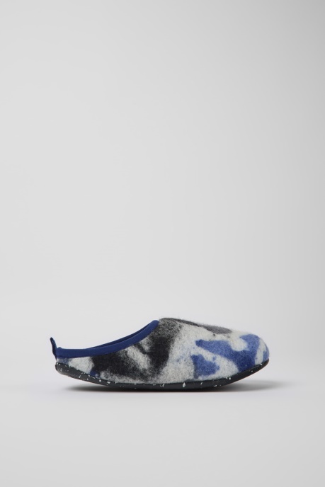 Camper AU Design Wabi Blue Black And White Recycled Wool Slippers For Women