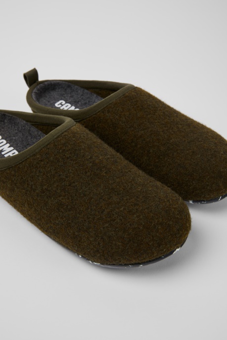 Camper AU Design Wabi Green Wool Slippers For Women