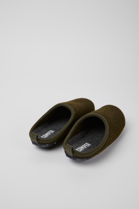Camper AU Design Wabi Green Wool Slippers For Women