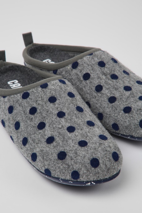 Camper AU Design Wabi Gray And Blue Wool Slippers For Women