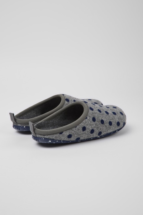 Camper AU Design Wabi Gray And Blue Wool Slippers For Women