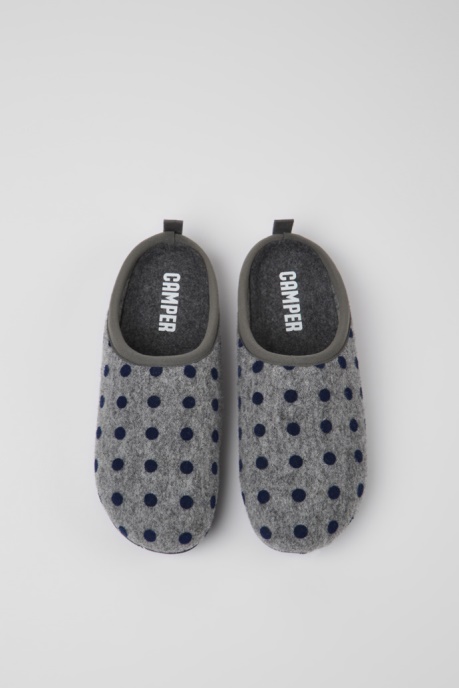 Camper AU Design Wabi Gray And Blue Wool Slippers For Women