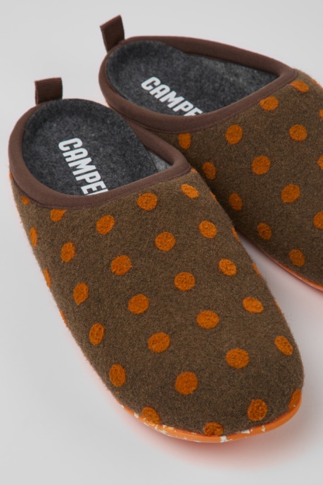 Camper AU Wabi Brown And Orange Wool Slippers For Women New Arrivals