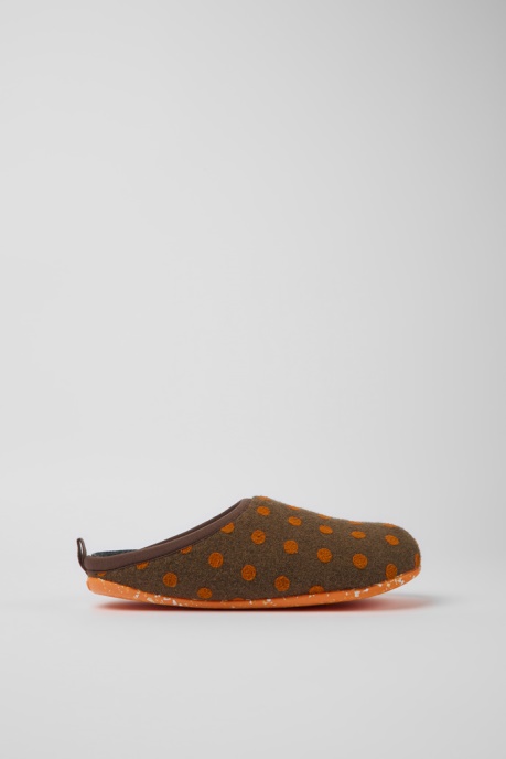 Camper AU Wabi Brown And Orange Wool Slippers For Women New Arrivals