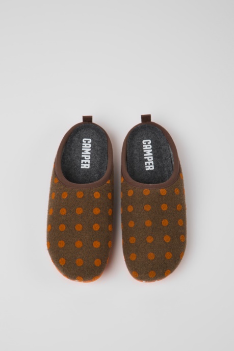 Camper AU Wabi Brown And Orange Wool Slippers For Women New Arrivals