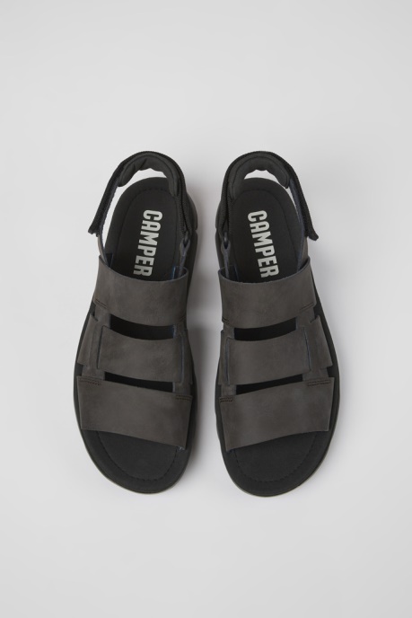 Exclusive Camper AU Oruga Brown Leather And Textile Sandals For Men