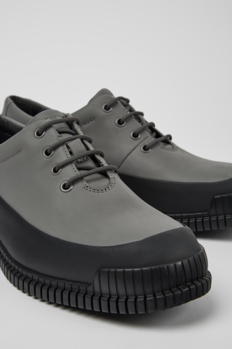 Pix Gray And Black Leather Lace-Up Shoes For Men Camper AU New Arrivals