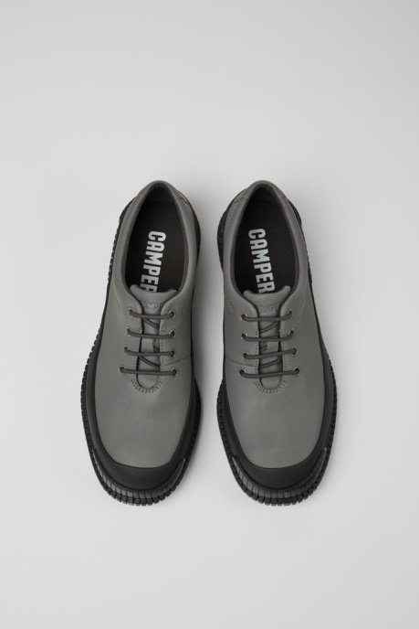 Pix Gray And Black Leather Lace-Up Shoes For Men Camper AU New Arrivals