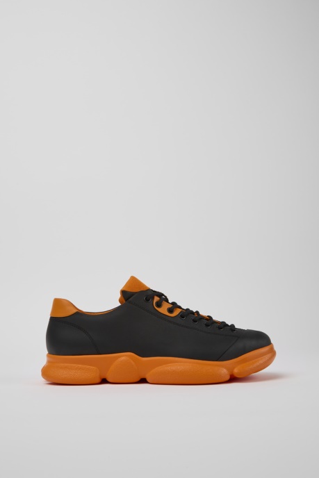 Camper AU Design Karst Black And Orange Leather Shoes For Men
