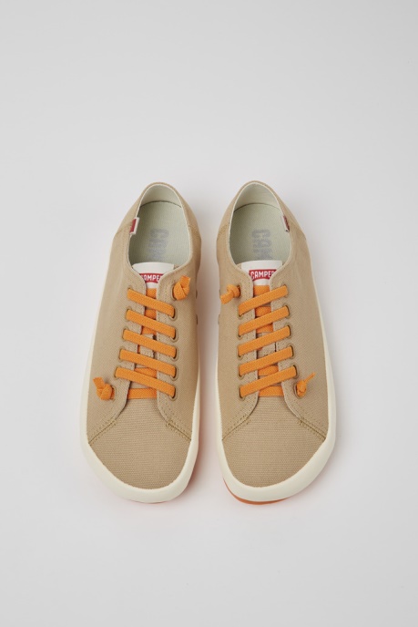 Peu Rambla Beige Recycled Cotton Sneakers For Men Exclusive Camper AU