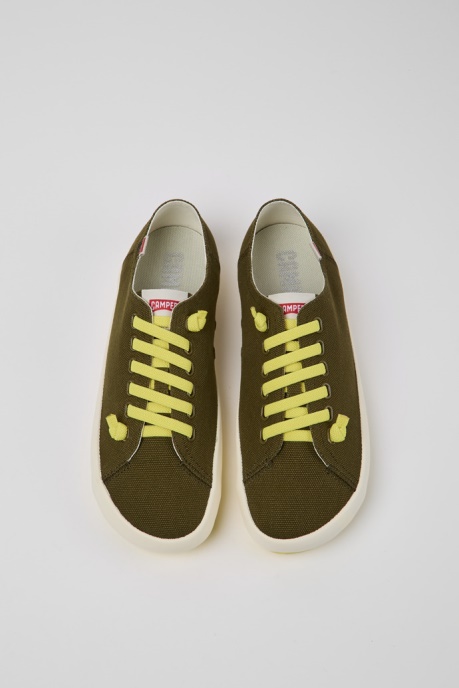 Camper AU Design Peu Rambla Green Recycled Cotton Sneakers For Men