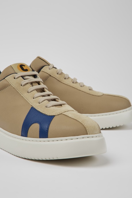 Runner K21 Beige And Blue Leather And Nubuck Sneakers For Men Exclusive Camper AU