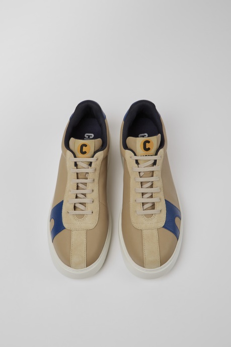 Runner K21 Beige And Blue Leather And Nubuck Sneakers For Men Exclusive Camper AU