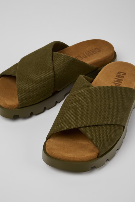 Camper AU Brutus Sandal Green Recycled Cotton Sandals For Men New Arrivals