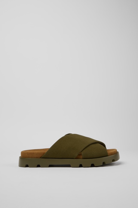 Camper AU Brutus Sandal Green Recycled Cotton Sandals For Men New Arrivals