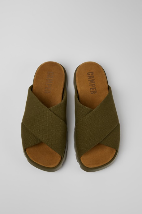Camper AU Brutus Sandal Green Recycled Cotton Sandals For Men New Arrivals