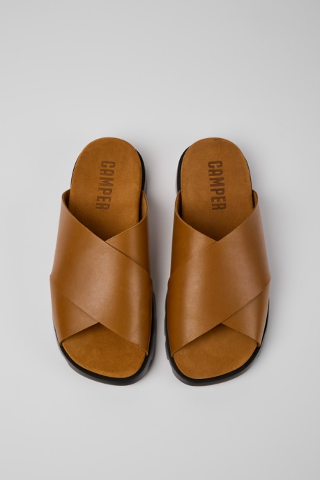 Camper AU Brutus Sandal Brown Leather Sandals For Men New Arrivals