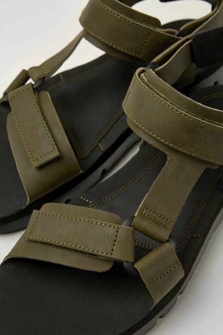 Design Oruga Green Leather Sandals For Men Camper AU