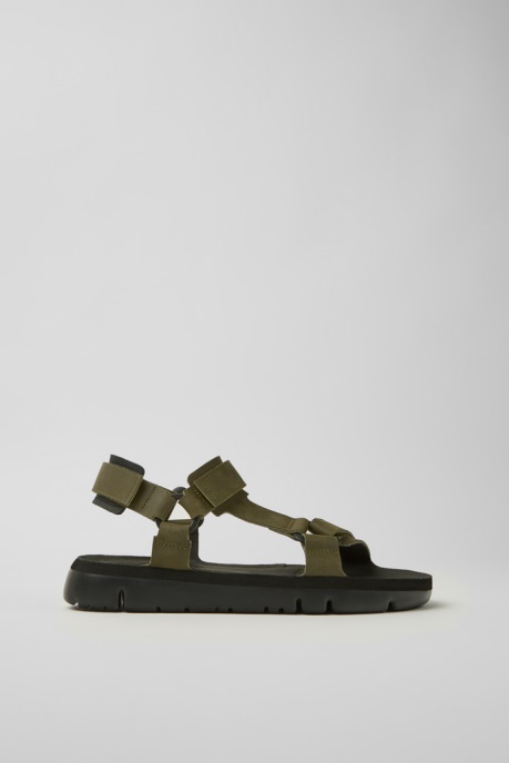 Design Oruga Green Leather Sandals For Men Camper AU