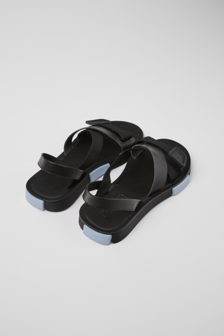 Camper AU Design Set Black Leather And Recycled Pet Sandals For Men
