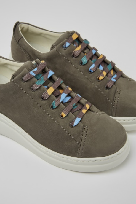Design Runner Up Brown-Gray Nubuck Sneakers For Women Camper AU