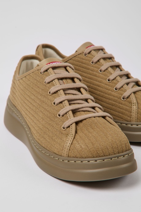 Runner Up Beige Recycled Leather Sneakers For Women Camper AU New Arrivals