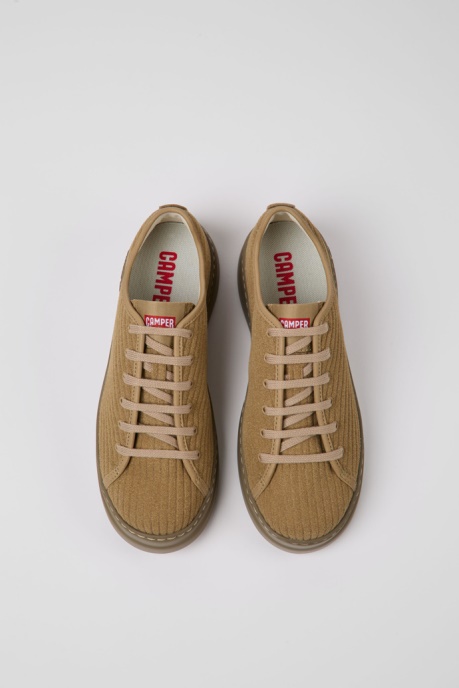 Runner Up Beige Recycled Leather Sneakers For Women Camper AU New Arrivals