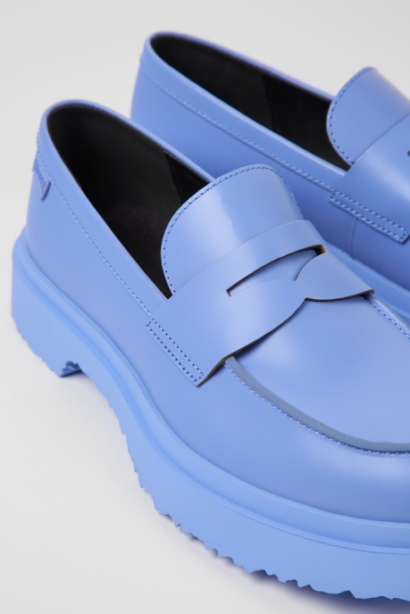 Design Walden Blue Leather Loafers For Women Camper AU