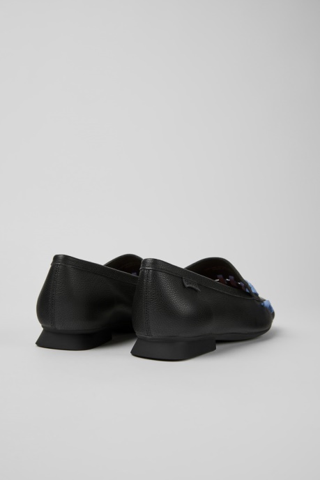 Camper AU Casi Myra Black And Blue Leather Loafers For Women New Arrivals