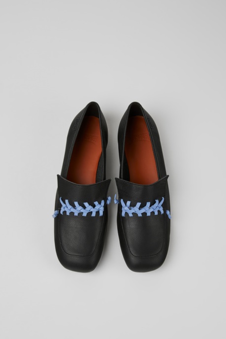 Camper AU Casi Myra Black And Blue Leather Loafers For Women New Arrivals