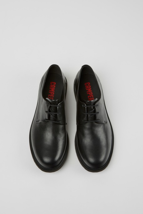 Design Neuman Black Leather Lace-Up Shoes Camper AU