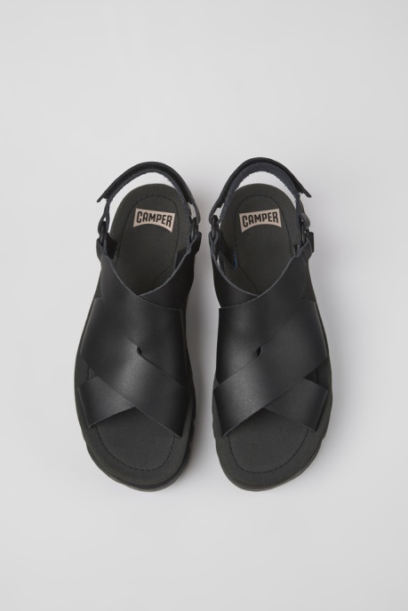 Design Oruga Up Black Leather Sandals For Women Camper AU