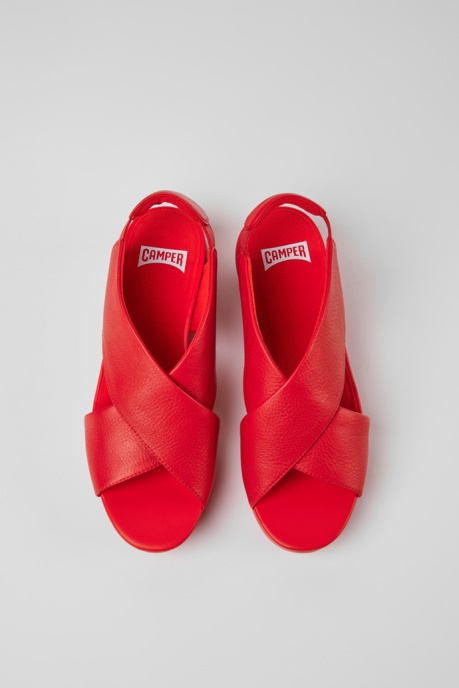 Balloon Red Leather Sandals For Women Exclusive Camper AU