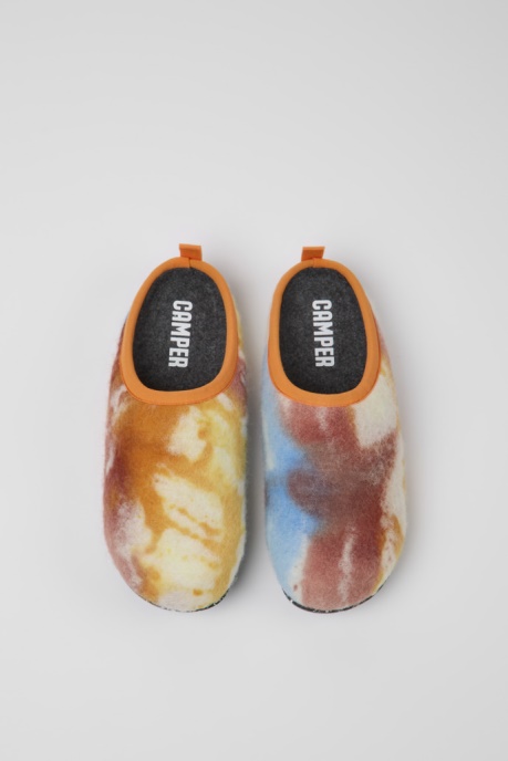 Exclusive Camper AU Wabi Orange Blue And White Recycled Wool Slippers For Women