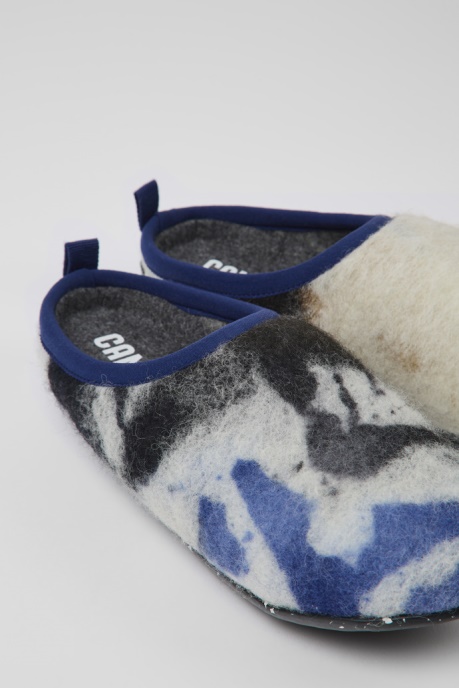 Camper AU Wabi Blue Black And White Recycled Wool Slippers For Women New Arrivals