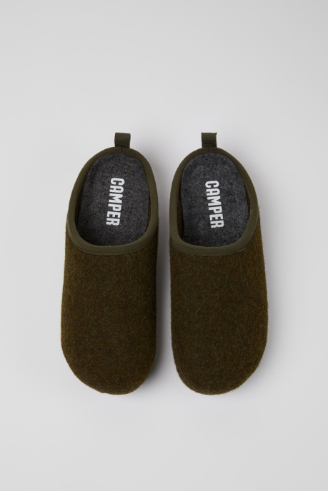 Camper AU Wabi Green Wool Slippers For Women New Arrivals