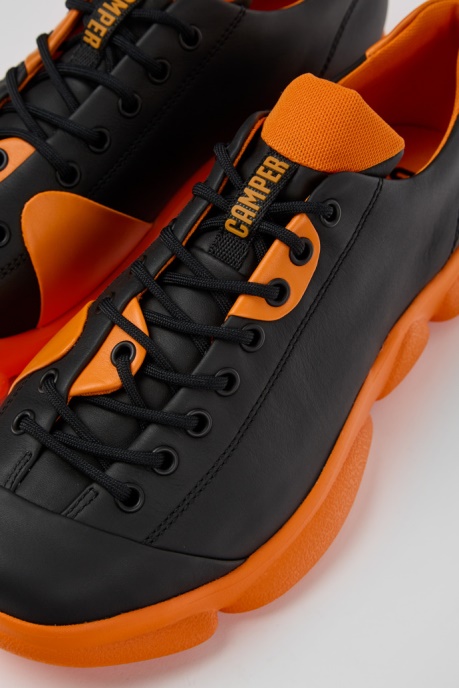Camper AU Karst Black And Orange Leather Shoes For Men New Arrivals
