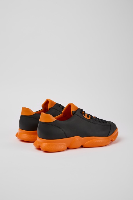 Camper AU Karst Black And Orange Leather Shoes For Men New Arrivals