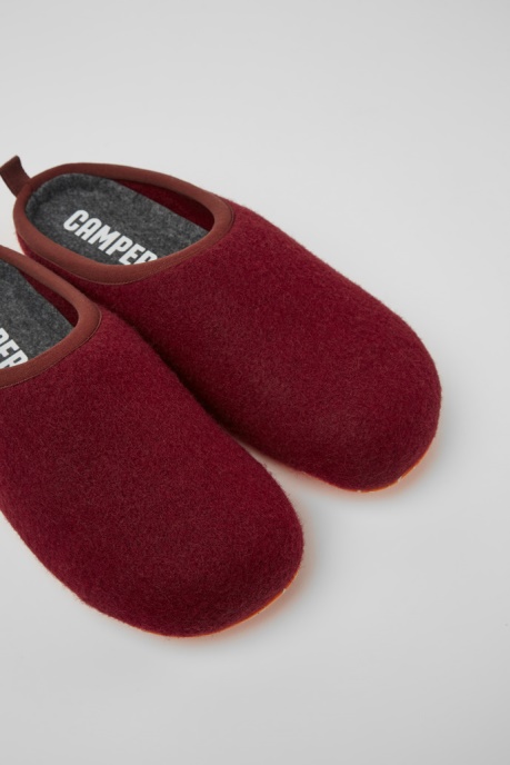 Design Wabi Burgundy Wool Slippers For Men Camper AU